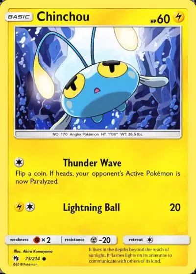Chinchou 73/214 Lost Thunder Pokemon card