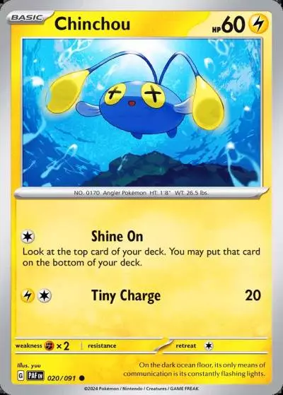 Chinchou 20/91 Paldean Fates Pokemon card
