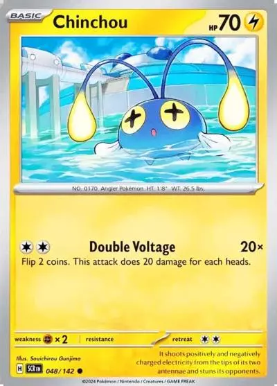 Chinchou 48/142 Stellar Crown Pokemon card