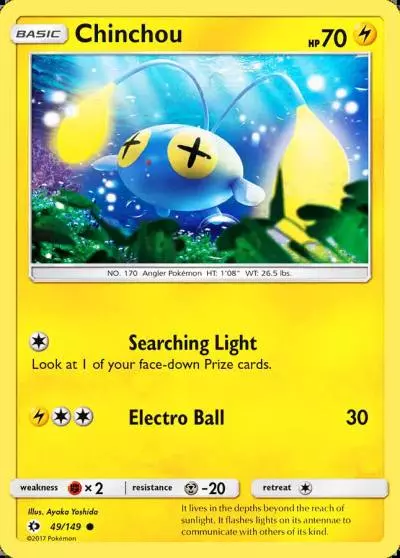 Chinchou 49/149 Sun & Moon Pokemon card