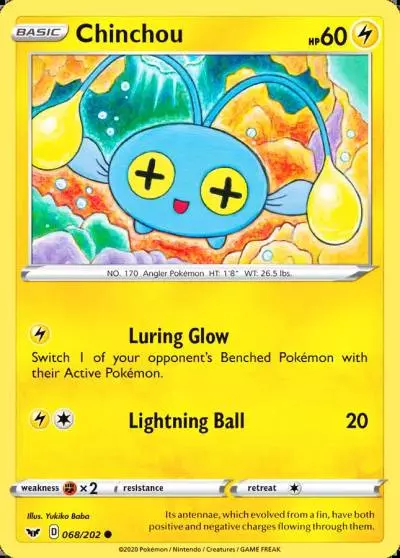 Chinchou 68/202 Sword & Shield Pokemon card