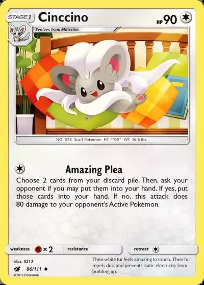 Cinccino 86/111 Crimson Invasion Pokemon card