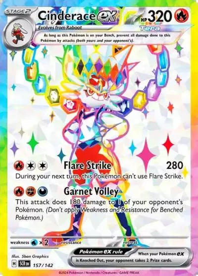 Cinderace ex 157/142 Stellar Crown Pokemon card
