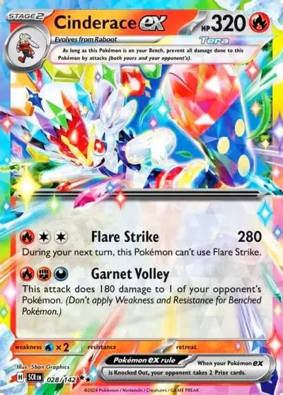 Cinderace ex 28/142 Stellar Crown Pokemon card