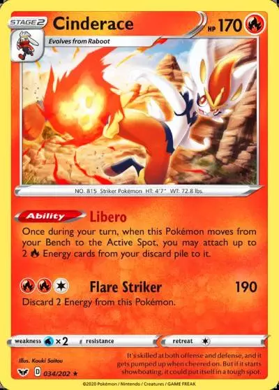 Cinderace 34/202 Sword & Shield Pokemon card
