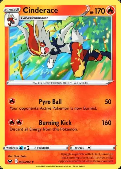 Cinderace 35/202 Sword & Shield Pokemon card