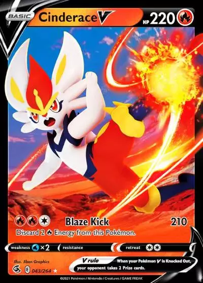 Cinderace V 43/264 Fusion Strike Pokemon card