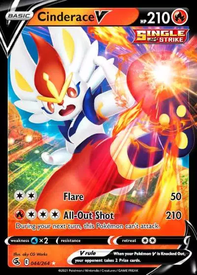 Cinderace V 44/264 Fusion Strike Pokemon card