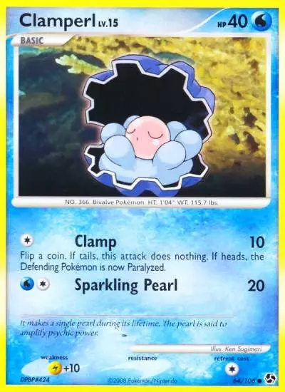 Clamperl 64/106 Great Encounters Pokemon card