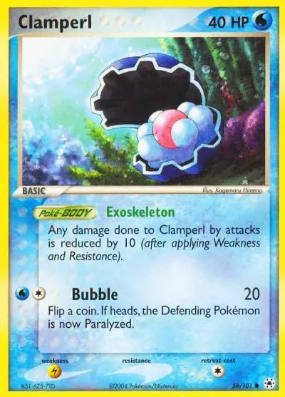 Clamperl 58/101 Hidden Legends Pokemon card