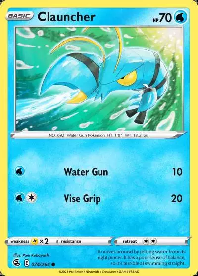Clauncher 74/264 Fusion Strike Pokemon card