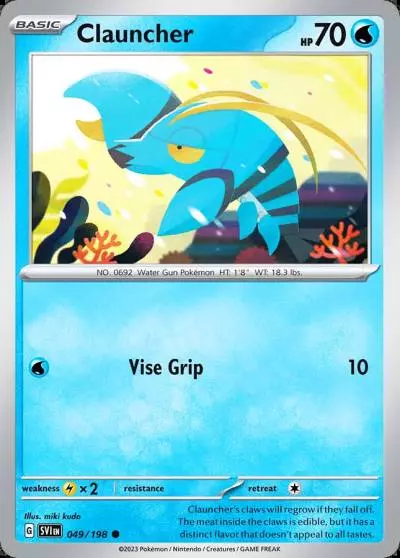 Clauncher 49/198 Scarlet & Violet Pokemon card