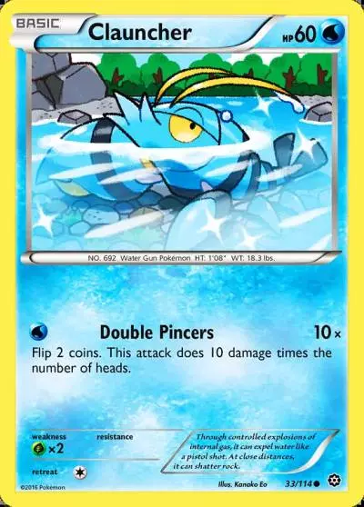 Clauncher 33/114 Steam Siege Pokemon card
