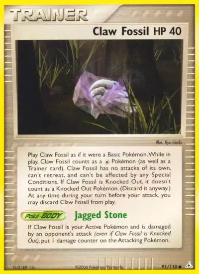 Claw Fossil 91/110 Holon Phantoms Pokemon card