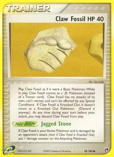 Claw Fossil 90/100 Sandstorm Pokemon card