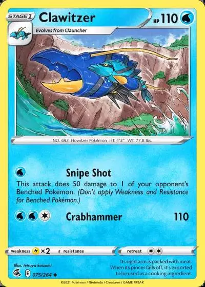 Clawitzer 75/264 Fusion Strike Pokemon card