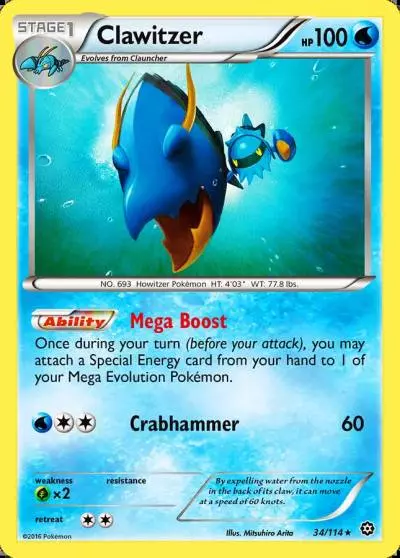 Clawitzer 34/114 Steam Siege Pokemon card