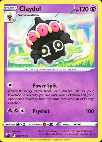 Claydol 58/163 Battle Styles Pokemon card