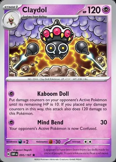 Claydol 95/197 Obsidian Flames Pokemon card