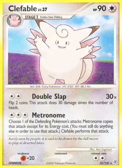 Clefable 22/130 Diamond & Pearl Pokemon card
