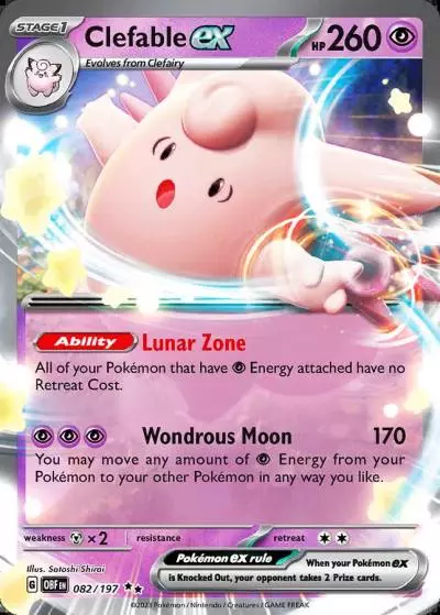 Clefable ex 82/197 Obsidian Flames Pokemon card