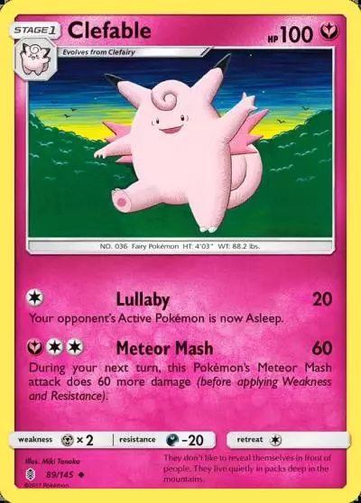Clefable 89/145 Guardians Rising Pokemon card