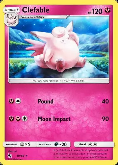 Clefable 40/68 Hidden Fates Pokemon card