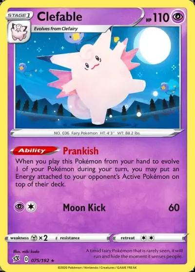 Clefable 75/192 Rebel Clash Pokemon card