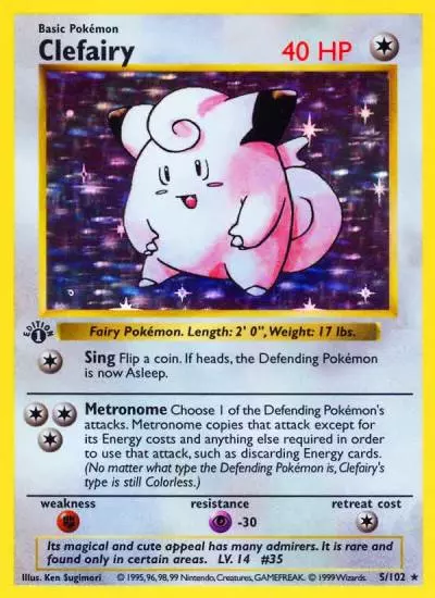 Clefairy 5/102 Base Pokemon card