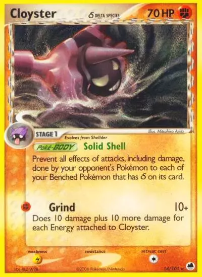 Cloyster δ 14/101 Dragon Frontiers Pokemon card