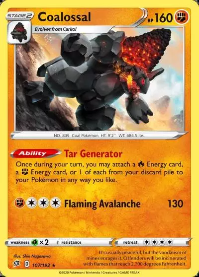 Coalossal 107/192 Rebel Clash Pokemon card