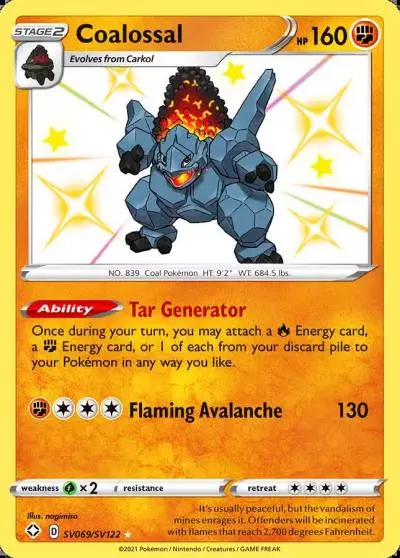 Coalossal SV069/122 Shining Fates Shiny Vault Pokemon card
