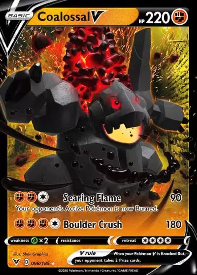 Coalossal V 98/185 Vivid Voltage Pokemon card