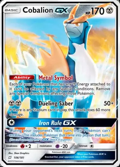 Cobalion-GX 106/181 Team Up Pokemon card