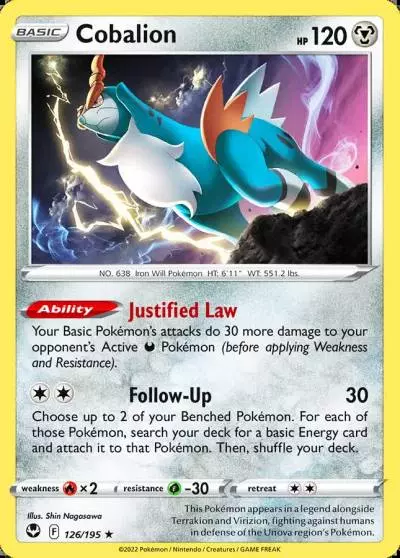 Cobalion 126/195 Silver Tempest Pokemon card