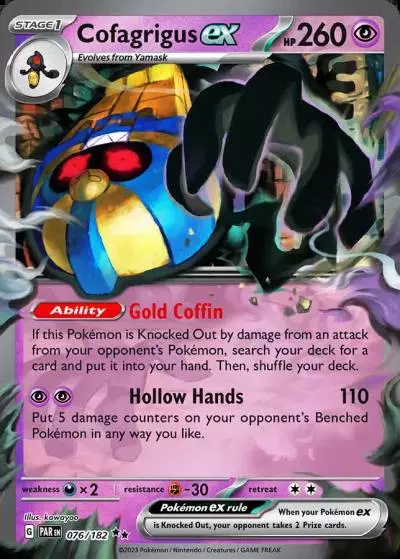 Cofagrigus ex 76/182 Paradox Rift Pokemon card