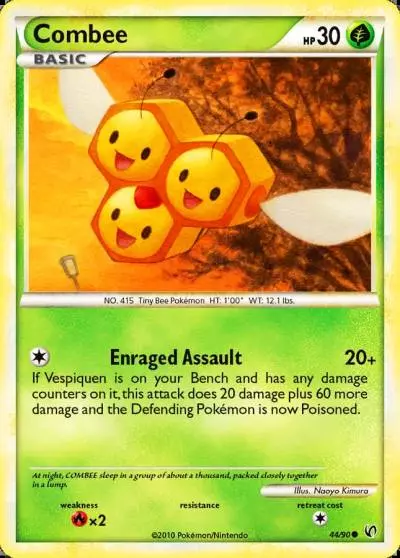 Combee 44/90 HS—Undaunted Pokemon card