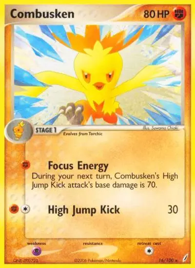 Combusken 16/100 Crystal Guardians Pokemon card