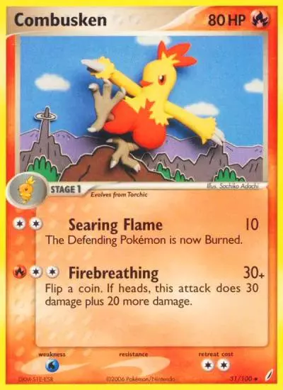 Combusken 31/100 Crystal Guardians Pokemon card