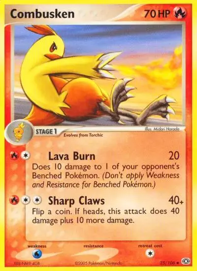 Combusken 25/106 Emerald Pokemon card