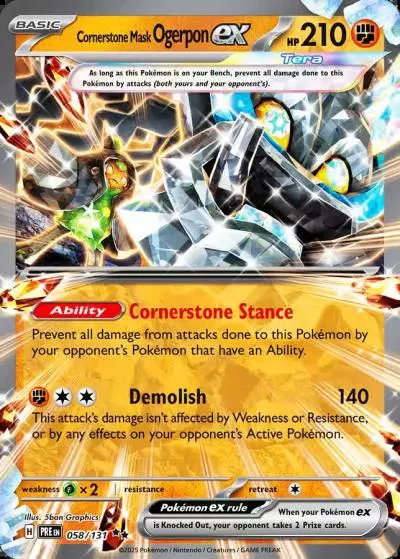 Cornerstone Mask Ogerpon ex 58/131 Prismatic Evolutions Pokemon card