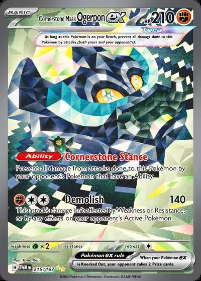 Cornerstone Mask Ogerpon ex 215/167 Twilight Masquerade Pokemon card