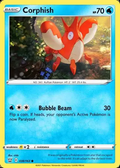 Corphish 38/163 Battle Styles Pokemon card