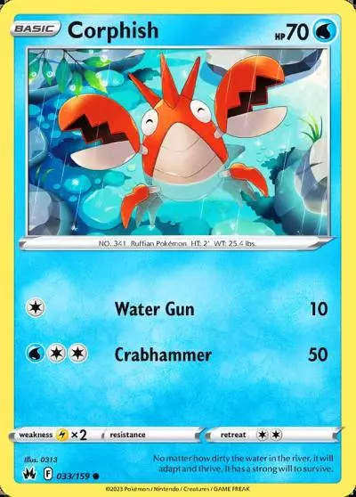Corphish 33/159 Crown Zenith Pokemon card