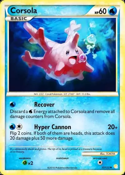 Corsola 37/123 HeartGold & SoulSilver Pokemon card
