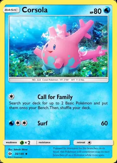 Corsola 36/149 Sun & Moon Pokemon card