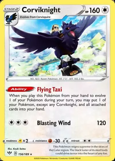 Corviknight 156/189 Darkness Ablaze Pokemon card