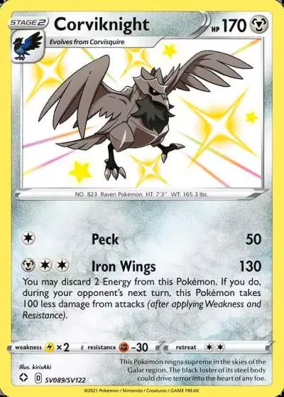 Corviknight SV089/122 Shining Fates Shiny Vault Pokemon card