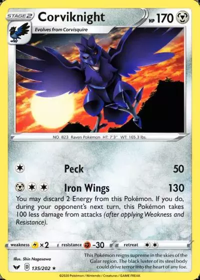 Corviknight 135/202 Sword & Shield Pokemon card
