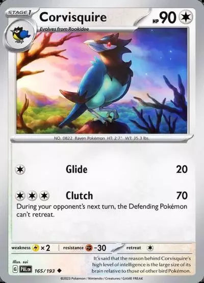 Corvisquire 165/193 Paldea Evolved Pokemon card